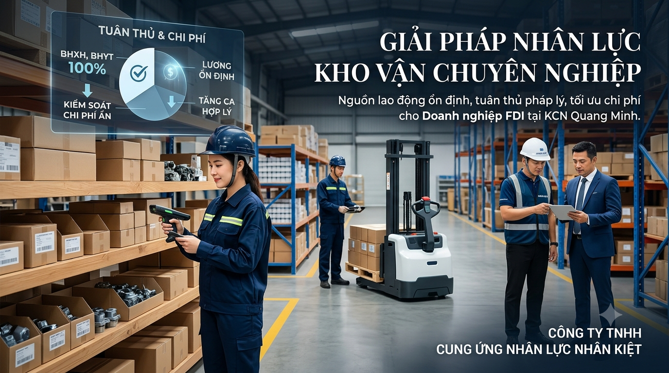 TUYỂN DỤNG CÔNG NHÂN KHO TẠI KCN QUANG MINH, HÀ NỘI – LƯƠNG 9–11 TRIỆU/THÁNG, THƯỞNG NHẬN VIỆC 1 TRIỆU ĐỒNG