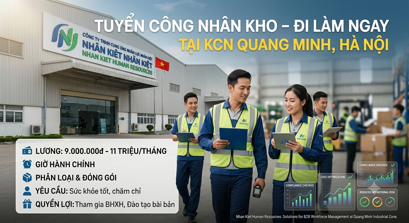 Tuyển Công nhân Kho tại KCN Quang Minh, Hà Nội