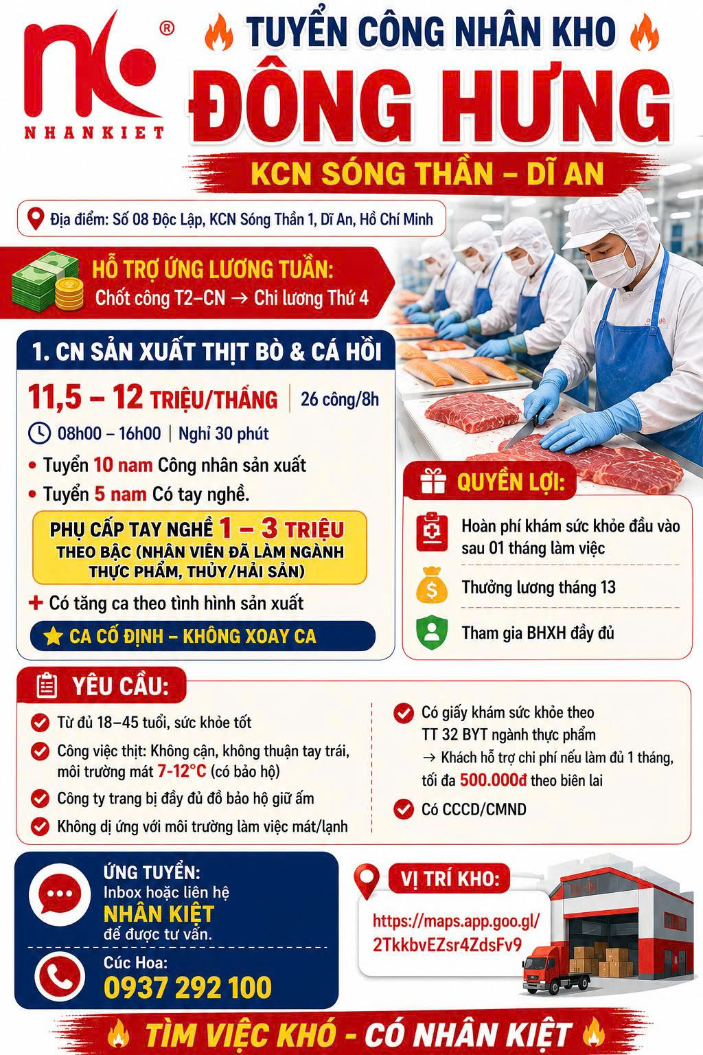 Tuyển Công Nhân Kho Đông Hưng – KCN Sóng Thần 1 (Dĩ An)