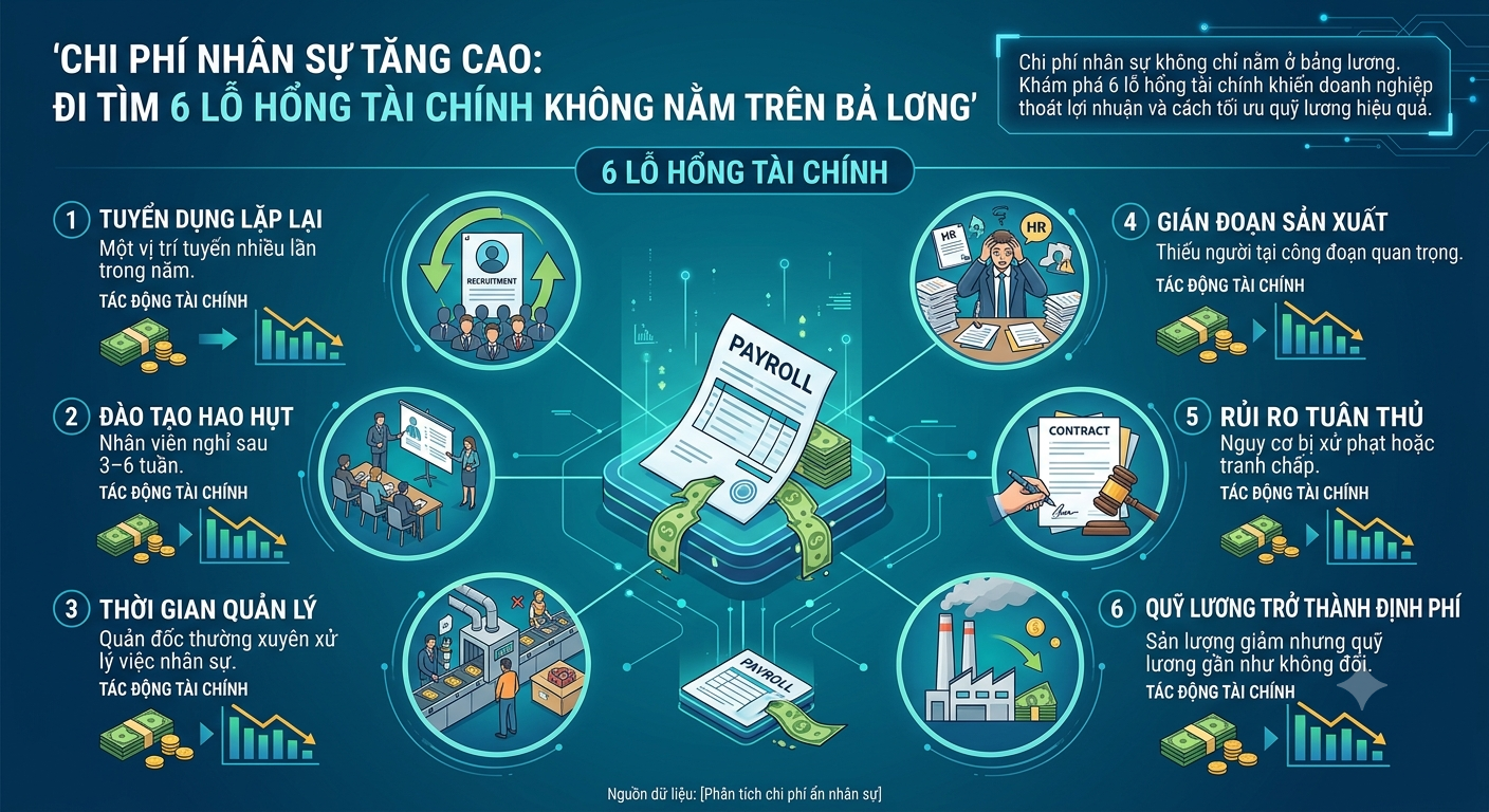 CHI PHÍ NHÂN SỰ TĂNG CAO: ĐI TÌM 6 LỖ HỔNG TÀI CHÍNH KHÔNG NẰM TRÊN BẢNG LƯƠNG