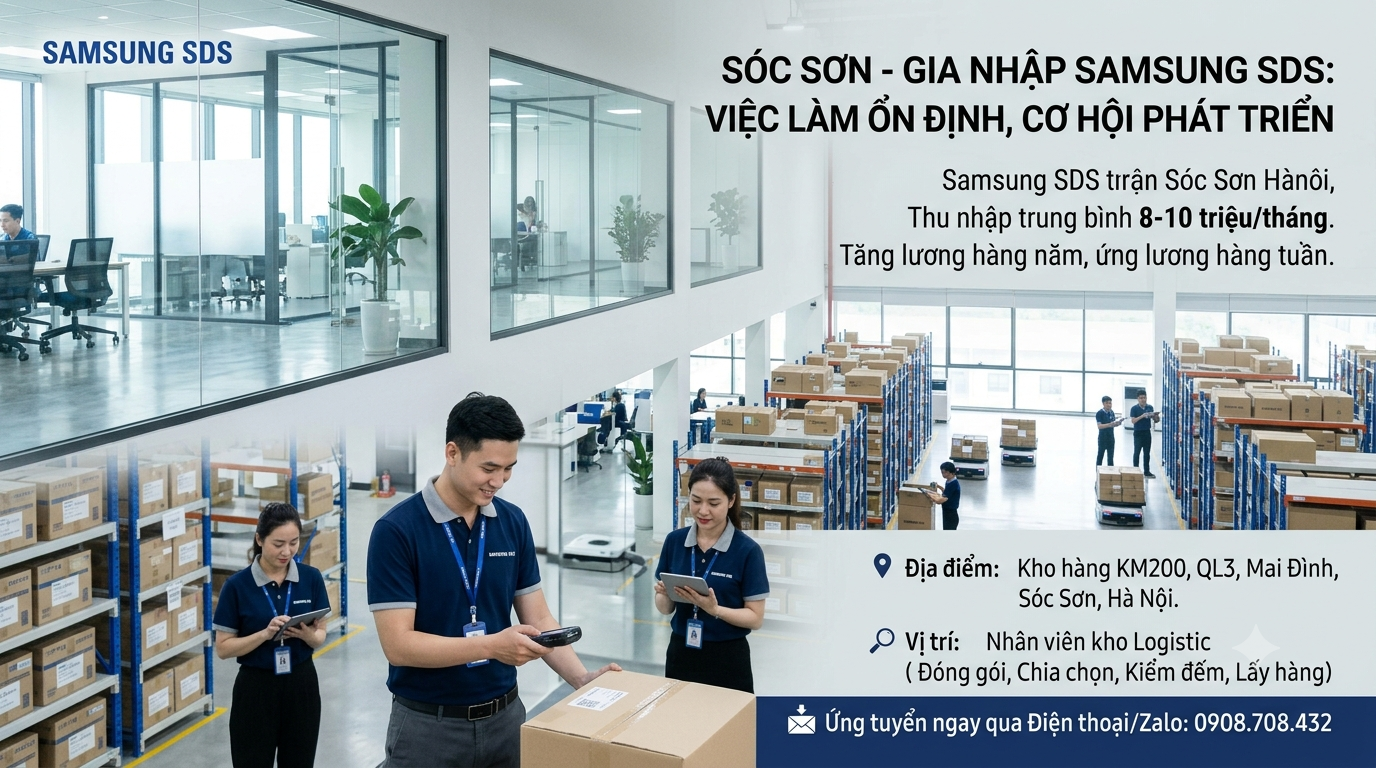 [SÓC SƠN] TUYỂN NHÂN VIÊN KHO LOGISTICS – THU NHẬP 8–10 TRIỆU/THÁNG