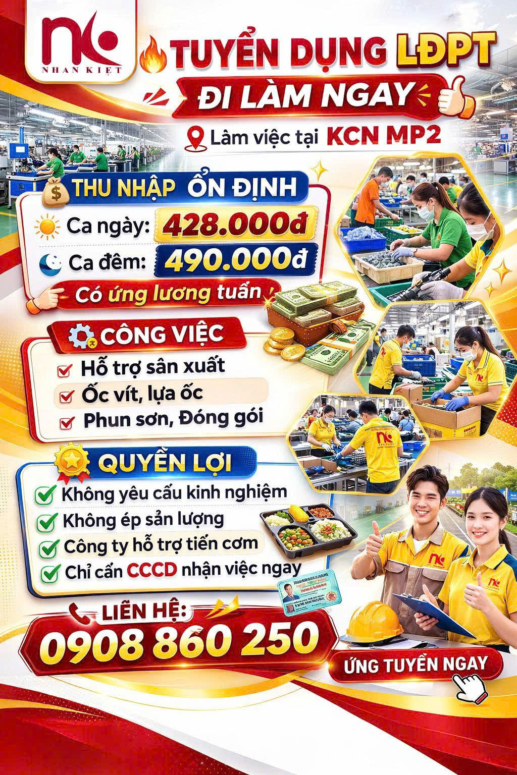 CÔNG TY NHÂN KIỆT TUYỂN 50 LĐPT  (KCN Mỹ Phước 2, Bến Cát, Bình Dương)