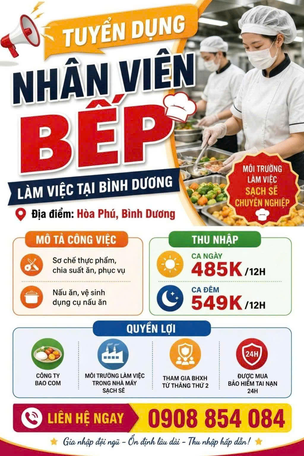 📣 NHÂN KIỆT TUYỂN NHÂN VIÊN BẾP LÀM VIỆC TẠI BÌNH DƯƠNG