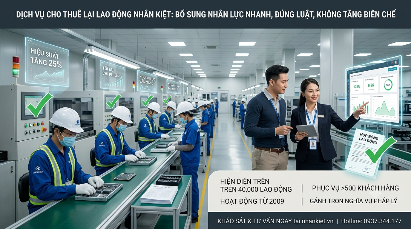 Dịch Vụ Cho Thuê Lại Lao Động Nhân Kiệt: Bổ Sung Nhân Lực Nhanh, Đúng Luật, Không Tăng Biên Chế