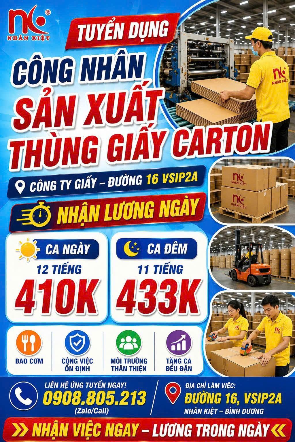 ⚡ NHẬN LƯƠNG NGÀY – VIỆC ĐƠN GIẢN – BAO CƠM – TĂNG CA ĐỀU