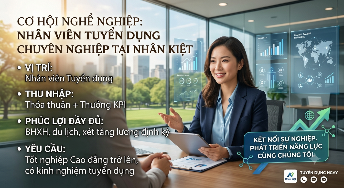 Công ty Nhân Kiệt Tuyển Nhân viên Tuyển dụng tại KCN Tràng Duệ, Hải Phòng