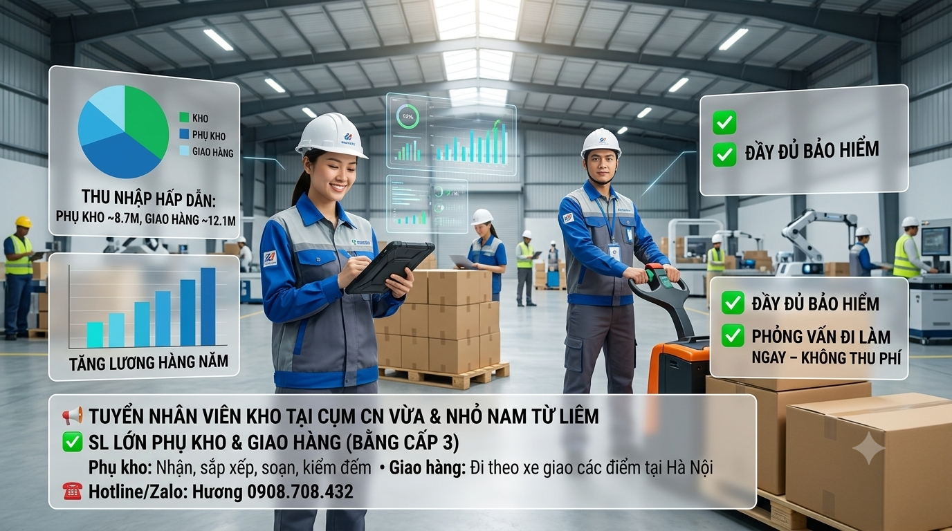 [ CỤM CN VỪA & NHỎ NAM TỪ LIÊM] TUYỂN NHÂN VIÊN KHO VÀ GIAO HÀNG